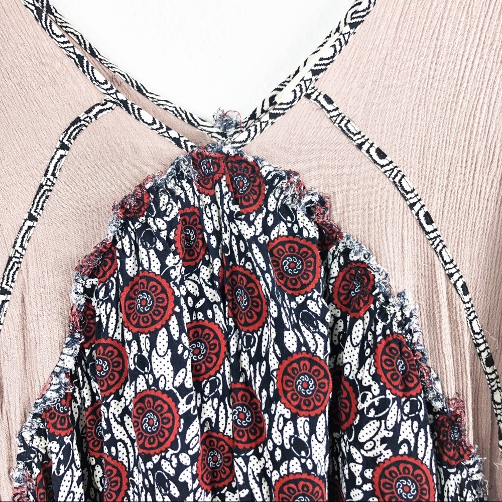 Umgee Mixed Pattern Printed Flowy Boho V-Neck Min… - image 3